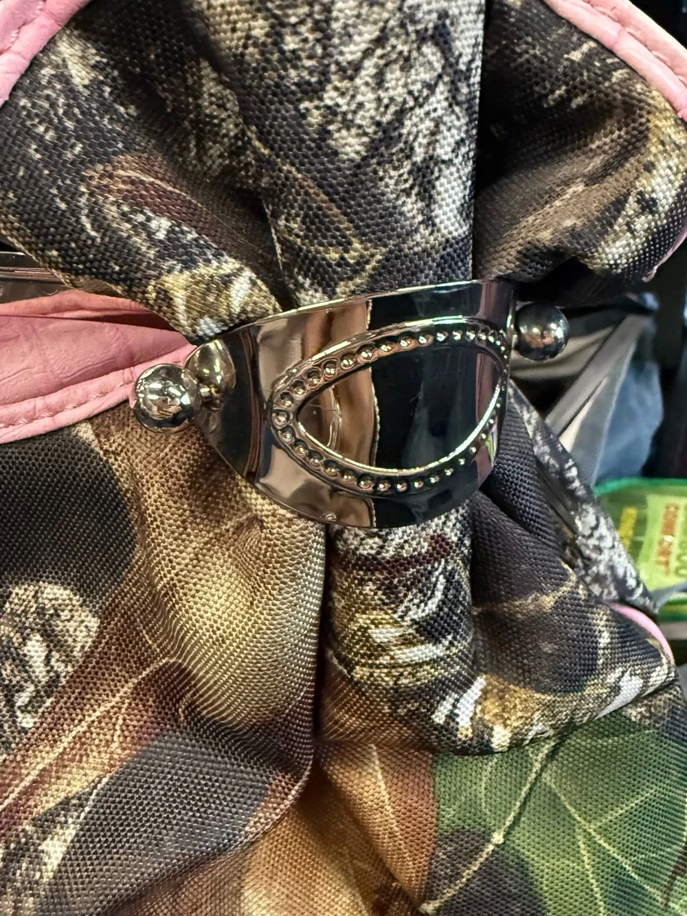 Pink Camo Shoulder Bag Kiss Lock Croc Embossed Boutique McBling Country Glam